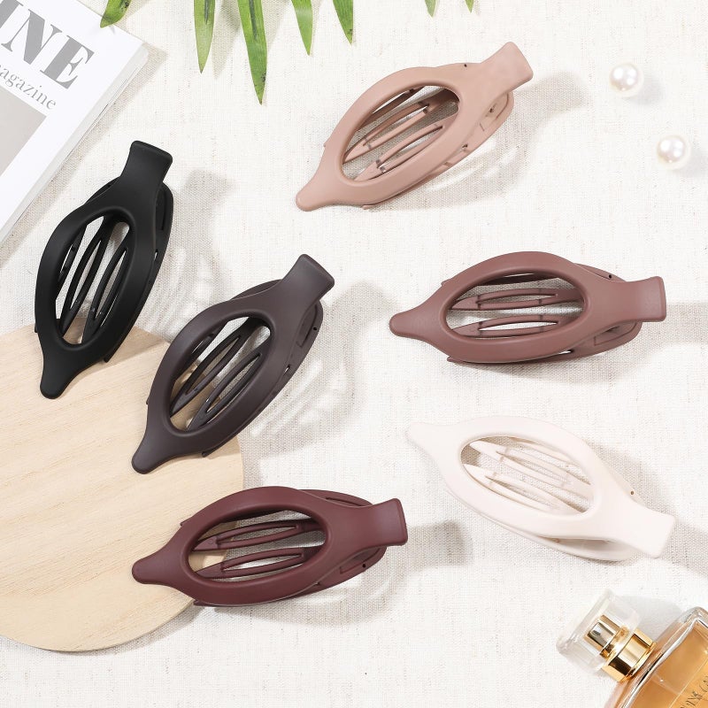 USDNICE Flat Hair Clips for Women - 6 PCS French Flat Claw Clips Medium Hair Clips for Girls Large Hair Claw Clips for Thick or Thin Hair Strong Hold No Slip Hair Accessories for women (Brown Scarlet) - Image 2