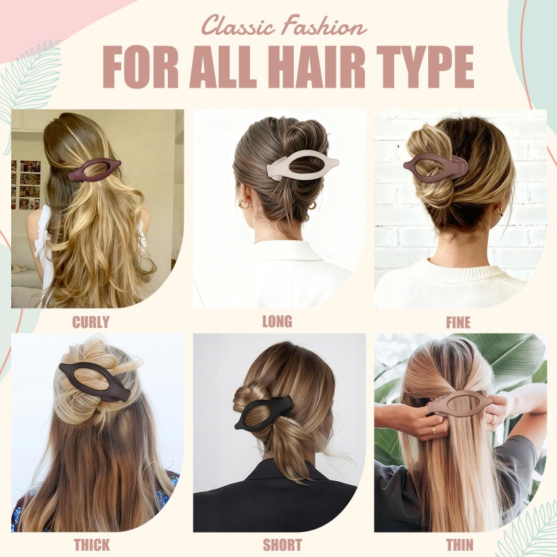 USDNICE Flat Hair Clips for Women - 6 PCS French Flat Claw Clips Medium Hair Clips for Girls Large Hair Claw Clips for Thick or Thin Hair Strong Hold No Slip Hair Accessories for women (Brown Scarlet) - Image 4