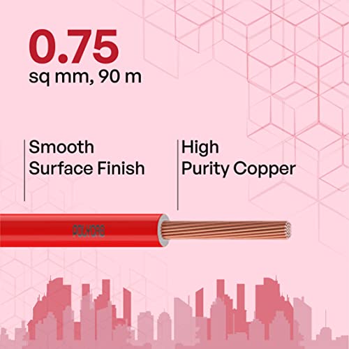 Polycab OPTIMA+ 0.75sqmm 90M coil | Flame Retardant | Lead free | 99.97% high purity copper | Rodent protection | PVC insulated housewire [Red] - Image 2