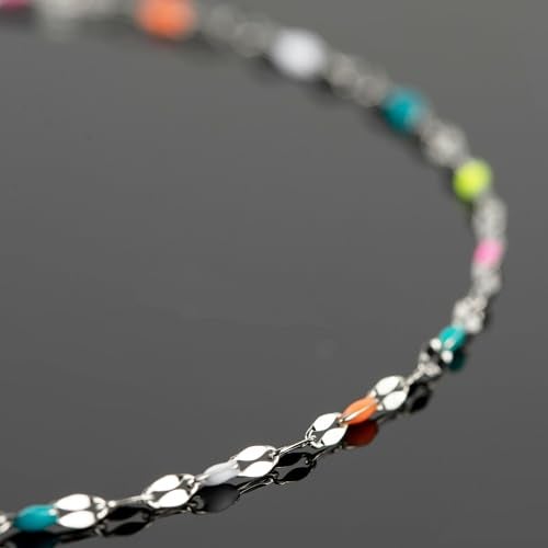 UMAOKANG 16.4 Feet Stainless Steel Chain for Jewelry Making Dainty Chain Necklace for Women Colorful Enamel Link Chain with Jump Rings and Lobster Clasps - Image 5
