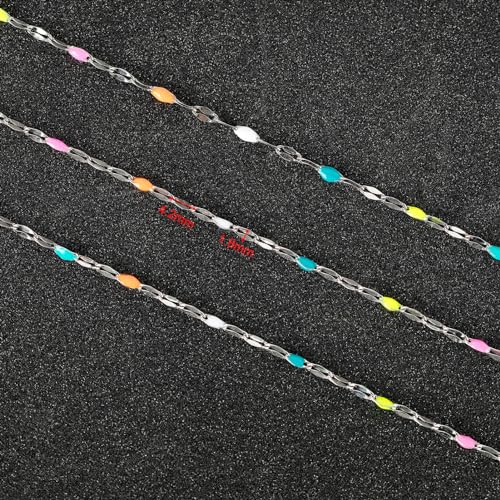 UMAOKANG 16.4 Feet Stainless Steel Chain for Jewelry Making Dainty Chain Necklace for Women Colorful Enamel Link Chain with Jump Rings and Lobster Clasps - Image 3