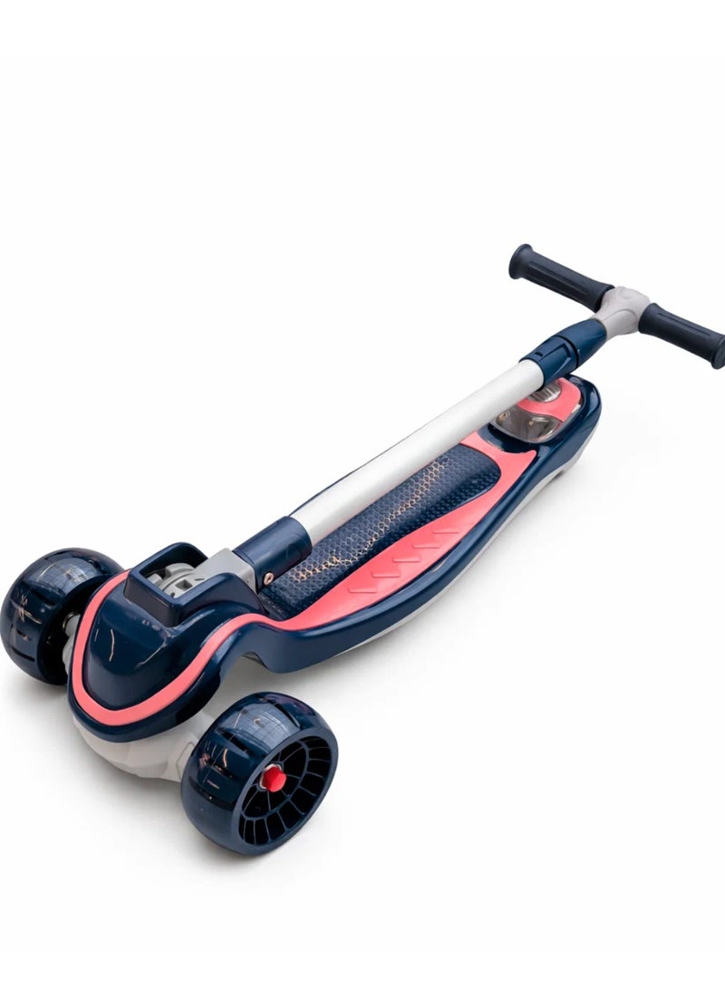 Top Gear Kids 3-Wheel Kick Scooter - TG-606 | Light-Up Flash Wheels, 3-Level Adjustable Height, Lean-to-Steer | Foldable Scooter with Rear Brake for Ages 3-8, Max 25KG (Blue) - Image 2