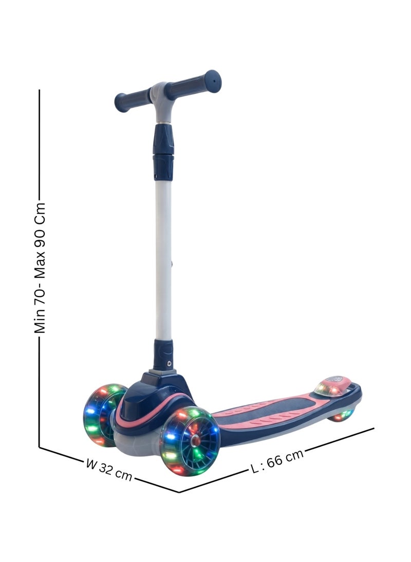 Top Gear Kids 3-Wheel Kick Scooter - TG-606 | Light-Up Flash Wheels, 3-Level Adjustable Height, Lean-to-Steer | Foldable Scooter with Rear Brake for Ages 3-8, Max 25KG (Blue) - Image 4