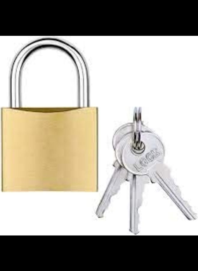 Golden Padlock With 3 Key (50mm) - Image 1
