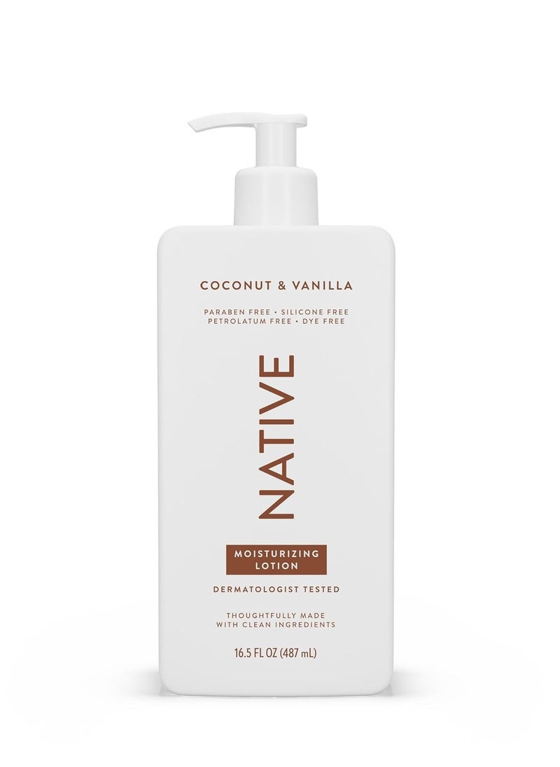 native Native Body Lotion Contains Naturally Derived Plant-Based Moisturizers for Women and Men | Restores Dry Skin, Coconut & Vanilla, 16.5 fl oz  - Image 1