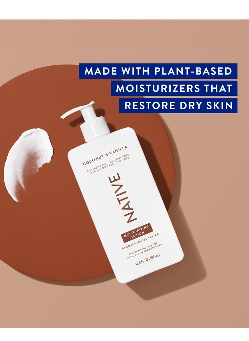 native Native Body Lotion Contains Naturally Derived Plant-Based Moisturizers for Women and Men | Restores Dry Skin, Coconut & Vanilla, 16.5 fl oz  - Image 4