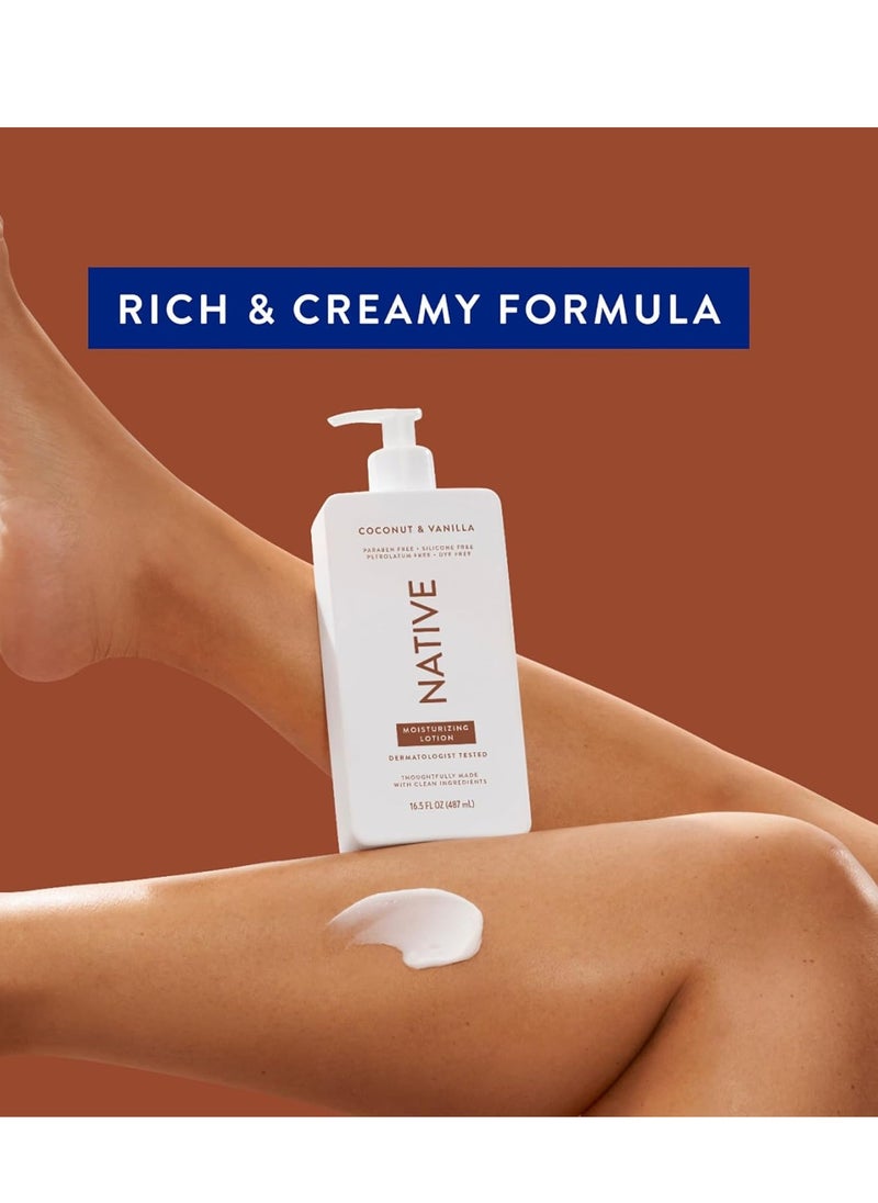 native Native Body Lotion Contains Naturally Derived Plant-Based Moisturizers for Women and Men | Restores Dry Skin, Coconut & Vanilla, 16.5 fl oz  - Image 3
