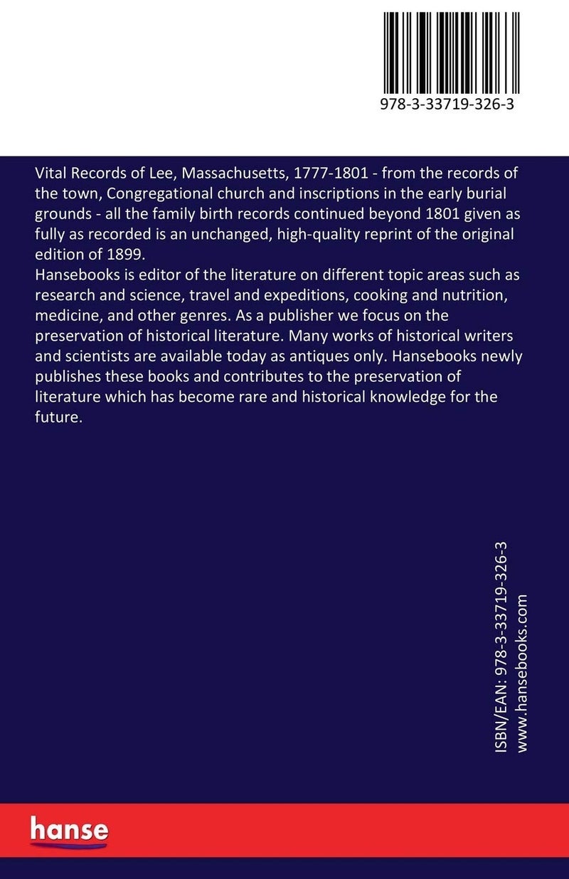 Vital Records of Lee, Massachusetts, 1777-1801 - Image 2