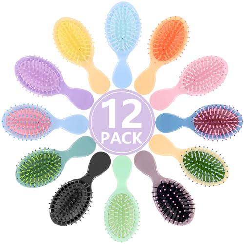 Phyyixs 12 Pack Mini Detangling Brushes 12 Colors for Wet Dry Hair Compact Travel Hairbrush for Teens Adults Perfect for Bridesmaid Gifts Party Favors Stocking Stuffers - Image 1
