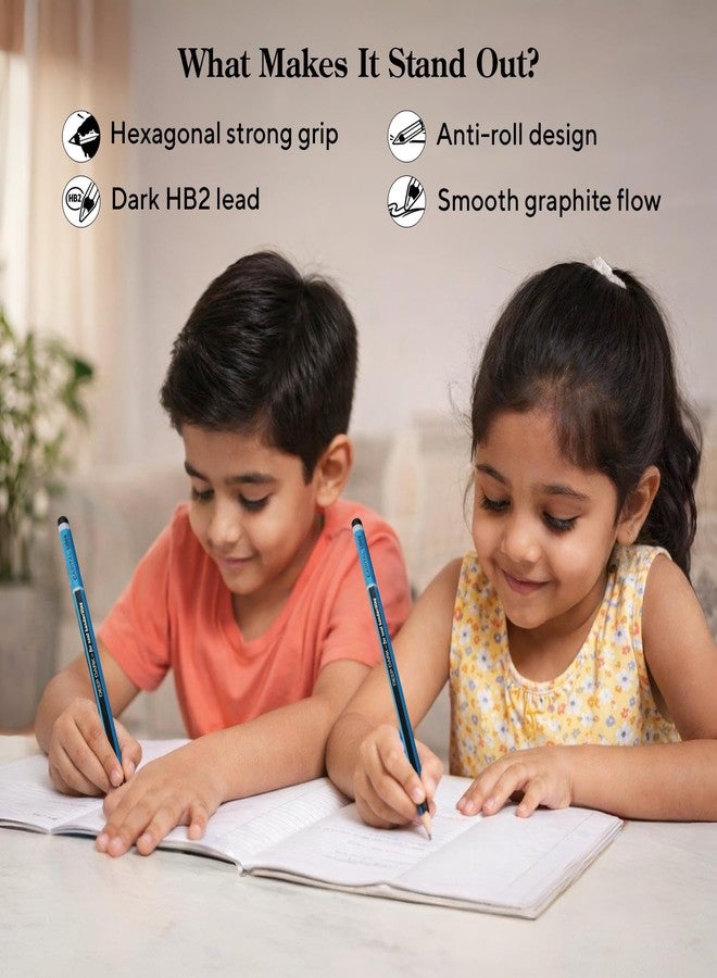 Tales Capital Ultimate Dark Hexagonal Pencil Box with HB2 Lead, Strong Grip (Pack of 5-10 Pencils Each) -Writing Graphite Wooden Pencils with Sharpener & Eraser For Drawing, Sketching, Students - Image 3