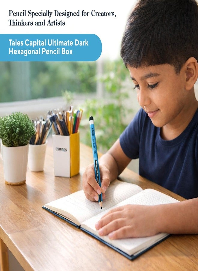 Tales Capital Ultimate Dark Hexagonal Pencil Box with HB2 Lead, Strong Grip (Pack of 5-10 Pencils Each) -Writing Graphite Wooden Pencils with Sharpener & Eraser For Drawing, Sketching, Students - Image 2