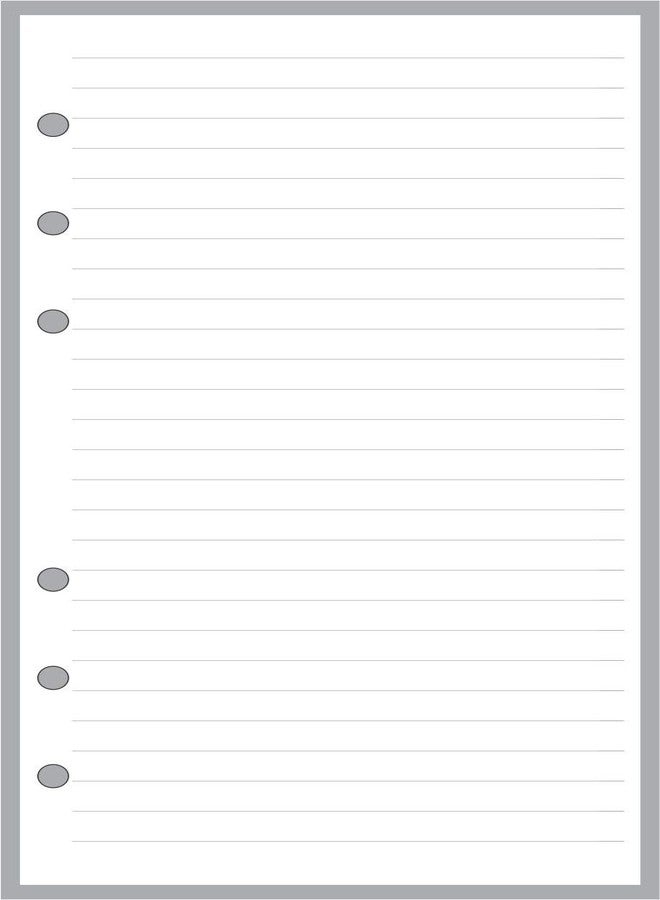 Handy Forms Personal Size Notes Insert with Simple Lines Spaced 1/4", Sized and Punched with 6 Holes for Personal Size Notebooks by Filofax, Louis Vuitton (PM), Kikki-K, and Others. (3.7" x 6.75") - Image 1