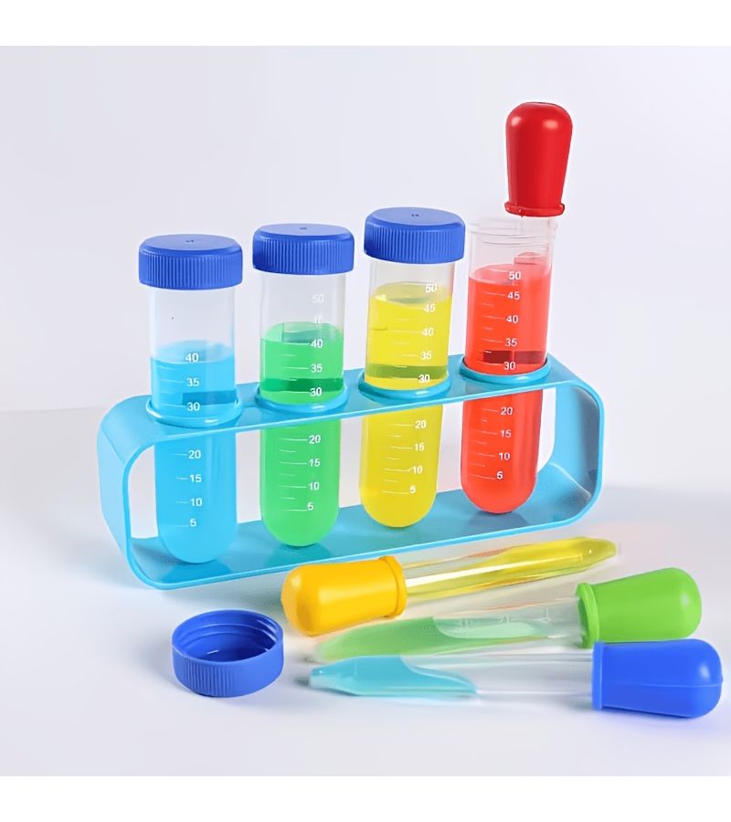 10 Piece Set Magic Water Test Tubes Science Experiment Kit With Stand Pipette Brush - Image 1