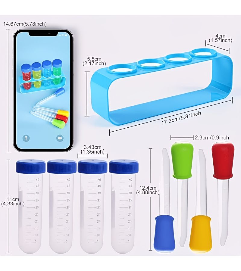 10 Piece Set Magic Water Test Tubes Science Experiment Kit With Stand Pipette Brush - Image 3