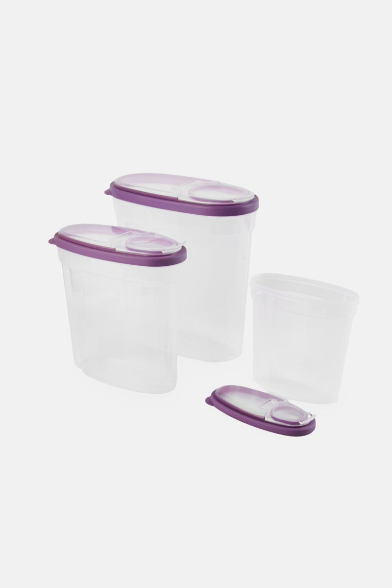 Alta Set Of 3 Cereal Containers With Transparent Lids, Purple - Image 2