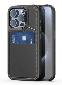 DUX DUCIS DUX DUCIS Case for iPhone 15 Pro Max Case Wallet with Kickstand and Credit Card Holder Compatible with MagSafe Leather Heavy Duty Protective Case Cover (Black)  - Image 1