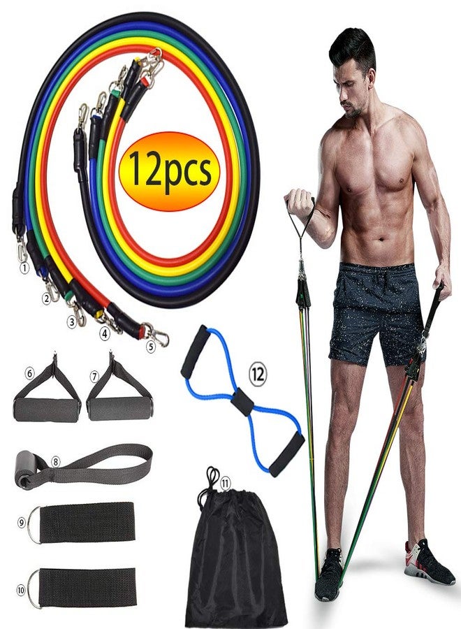 OTAN Resistance Bands Set 12-Pieces Packed Exercise Bands with Door Anchor, Handles, Waterproof Carry Bag, Legs Ankle Straps for Resistance Training, Physical Therapy, Home Workouts - Image 1