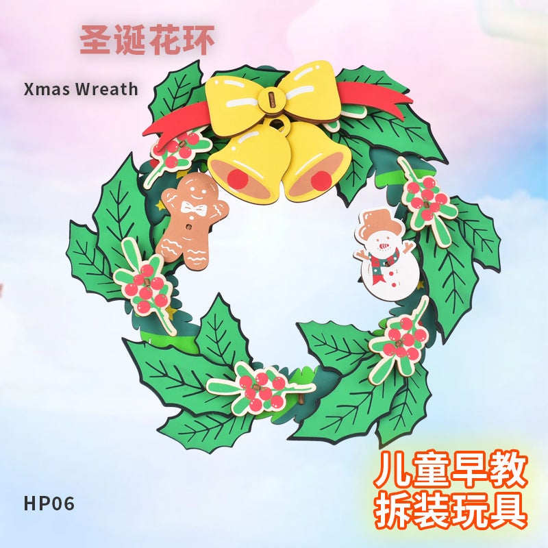 Wooden Stereo Assembled Merry Christmas Set Puzzle Assembly Boys And Girls Wood Toys Diy Puzzle - Image 4