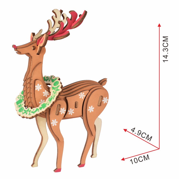 Wooden Stereo Assembled Merry Christmas Set Puzzle Assembly Boys And Girls Wood Toys Diy Puzzle - Image 1