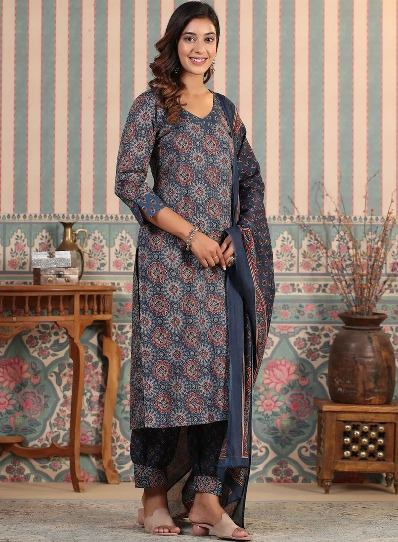 Ishin  Women Multi cotton Kurta set with Dupatta for Women | Best Price UAE