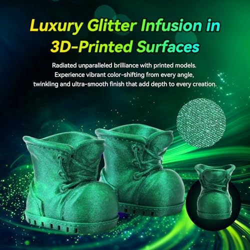 FLASHFORGE Xmas Series Rapid PLA Filament Aurora Green, High Flow Speedy 3D Printer Filament Max 500mm/s High-Speed Printing, Radiated Unparalleled Brilliance, Twinkling and Ultra-Smooth Finish - Image 4