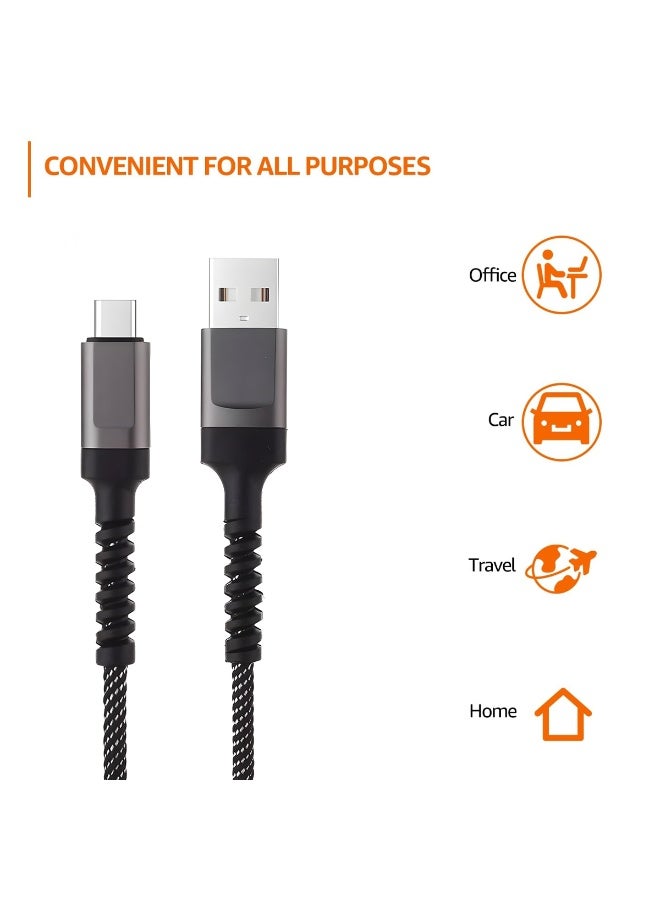 كابل شحن سريع من النوع C بطول 1 متر - مصنوع من النايلون المضفر، حماية قوية للموصل، نقل بيانات عالي السرعة، كابل USB متين من النوع C للهواتف والأجهزة. - Image 4