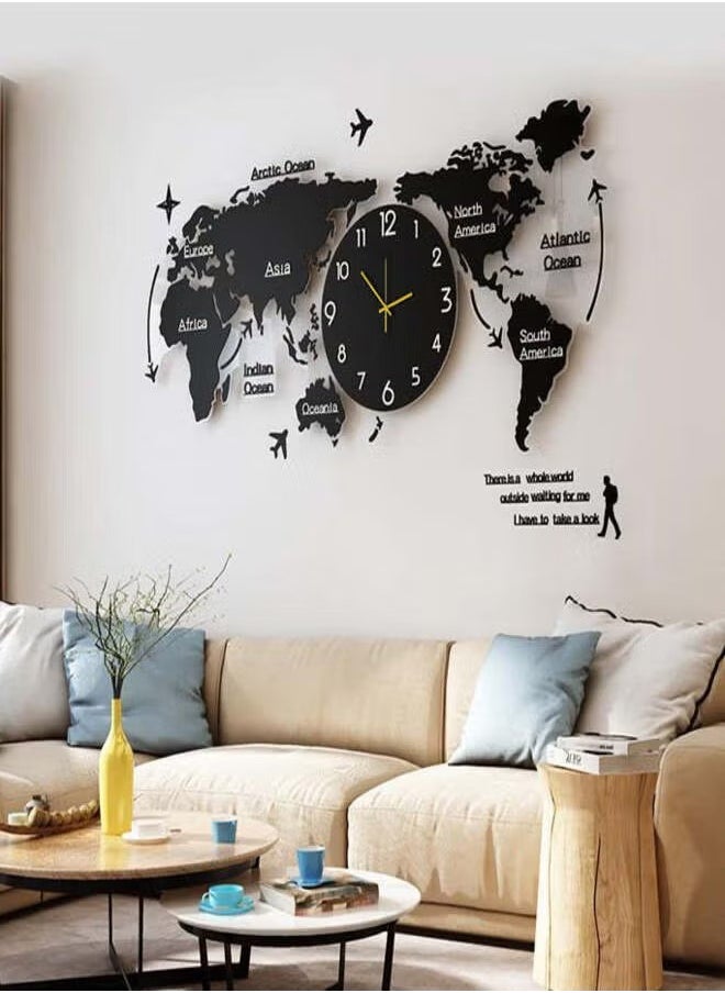 DETREND - New Arrival World Map Puzzle Acrylic 3D Wall Stickers Living Room Sofa Background DIY Art Wall Decor Study Room Decoration Black - Image 1
