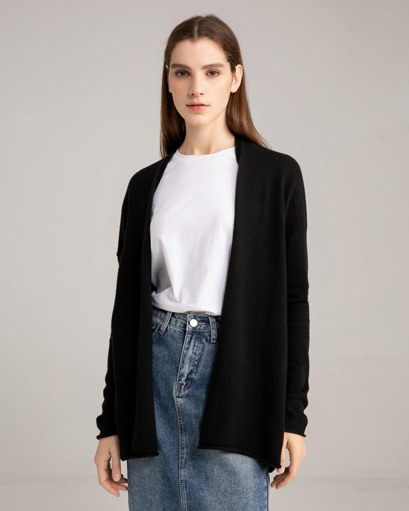State Cashmere Lightweight Mid-Thigh Cashmere Cardigan 100% Pure Cashmere Sweater Cashmere Wraps for Women (Black, Small) - Image 2