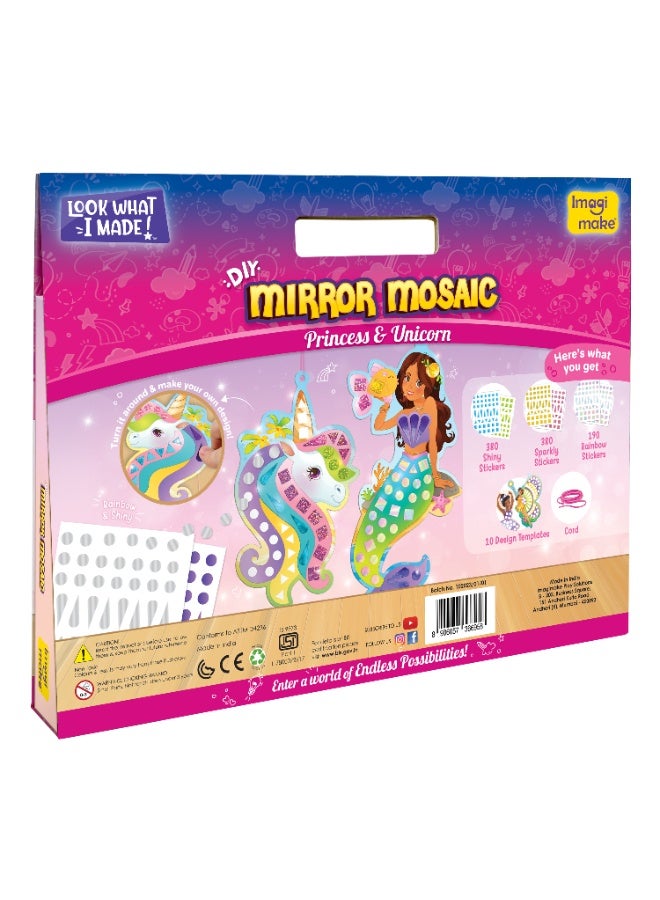 Imagimake Mirror Mosaic Princess & Unicorn DIY Art & Craft Kit | 950+ Foil Stickers | Kids Creative Toy - Image 2