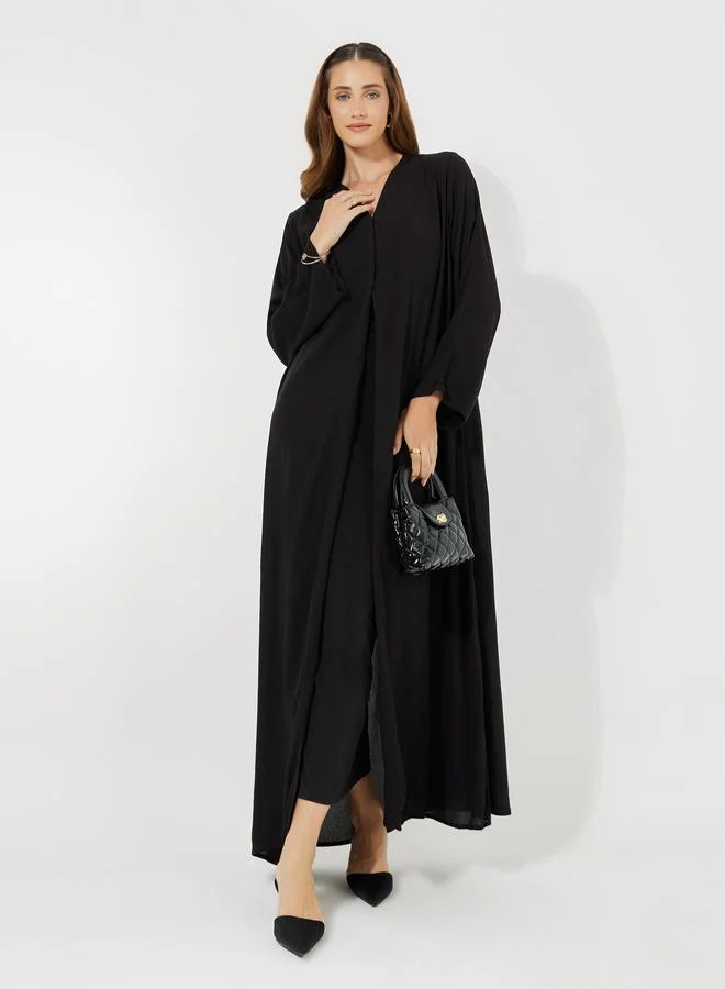 Styli Crinkle Textured V Neck Abaya
