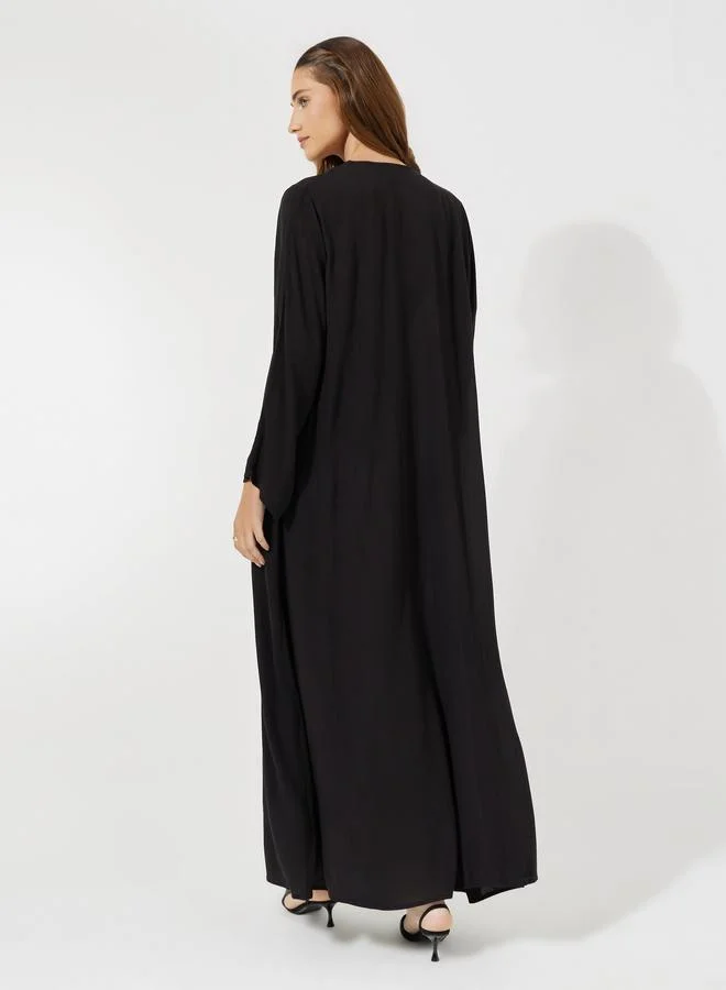 Styli Crinkle Textured V Neck Abaya