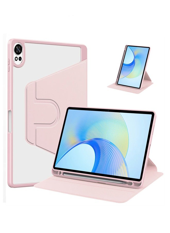 for HUAWEI MatePad 12X Case Cover, Tablet Protective Case With Pen Slot, Acrylic 360 ° Rotating Design, Automatic Wake-up/sleep, Soft Leather,Pink - Image 1