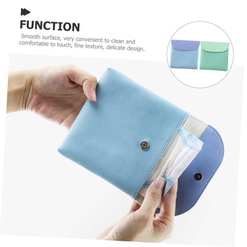 PU Period Bag 2 Pack Travel Pouch For Sanitary Napkins Washable Multi Purpose - Image 3