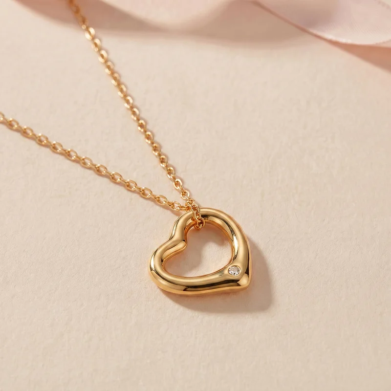 Palmonas PALMONAS Dainty Open Heart Pendant Necklace for Women | 18K Gold Plated, Waterproof & Anti-Tarnish