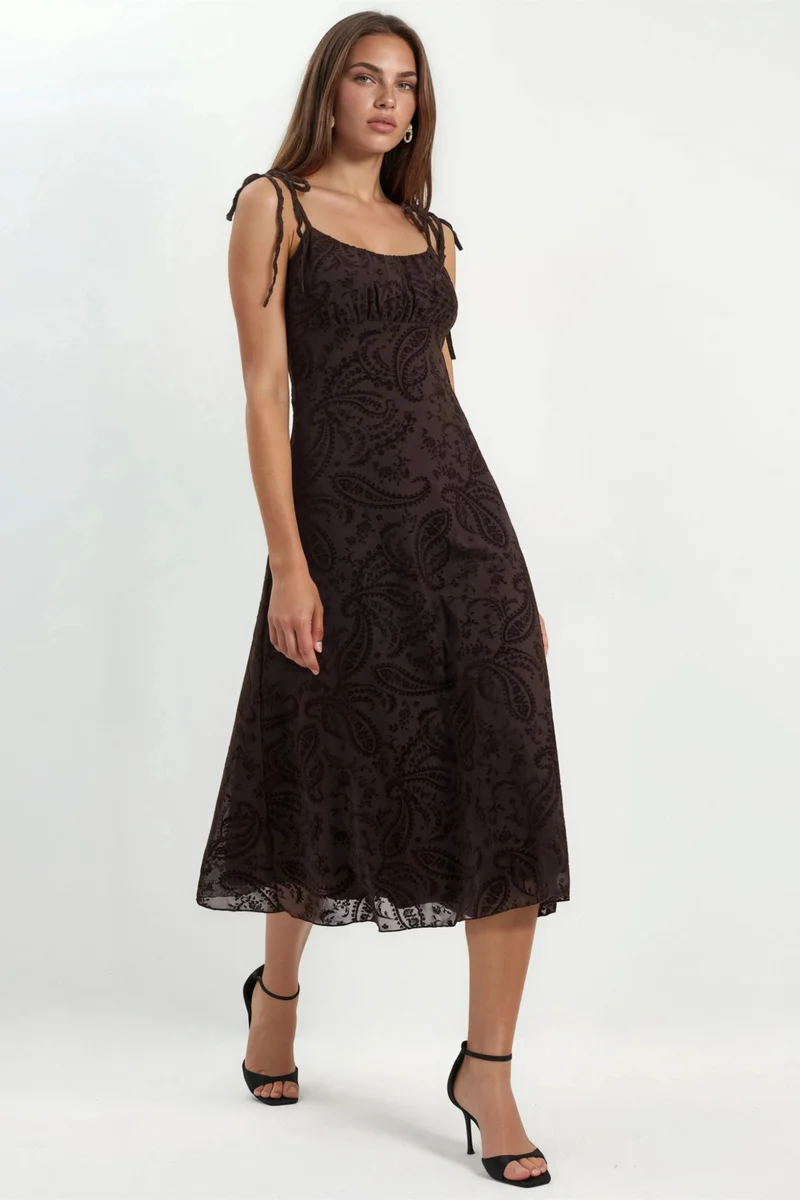 Hiccup Floral A-Line Tulle Midi Dress
