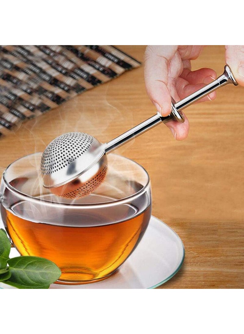 KIRIADA KIRIADA Stainless Steel Tea Infuser Strainer Filter Ball Shaped Long Handle Tea Infuser Ideal for Steeping Leaf Teas Flowers Herbs Easy to Use Durable Convenient Green Tea Infuser tea filter  - Image 3