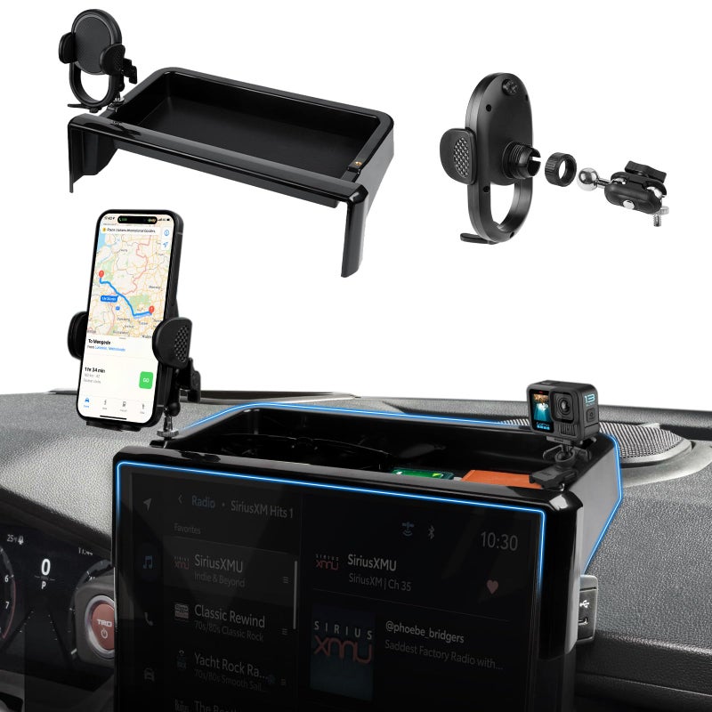 Autorder Car Phone Holder for Toyota Tacoma 2024-2025 2026/4Runner 2025-2026 Accessories Center Console Dash Organizer with 2 Expansion Ports Hands-Free 360 Degree Rotation Phone Mount(14'' Screen) - Image 1