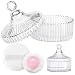 LAKIRA Large Body Powder Puff and Container 2 Large Powder Puffs Crystal Powder Container with 393 Puff for Baby Women Dusting Powder Container with Puffs for Women Bath Home Use 4 Pure - Image 2