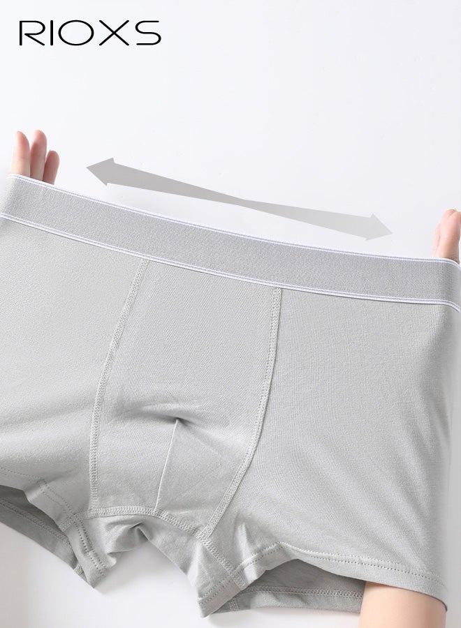 ريوكس مجموعة من 3 قطع من ملابس داخلية بوكسر للرجال، ملابس داخلية قطنية مرنة وجيدة التهوية (95% قطن)، ناعمة تمتص الرطوبة ولا تسبب انزلاقًا للأعلى للرجال، أسود + رمادي فاتح + رمادي غامق - Image 3