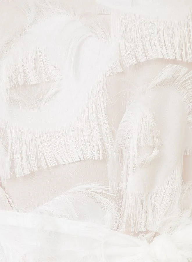 Styli Wide Neck Regular Fit Faux Fur Blouse