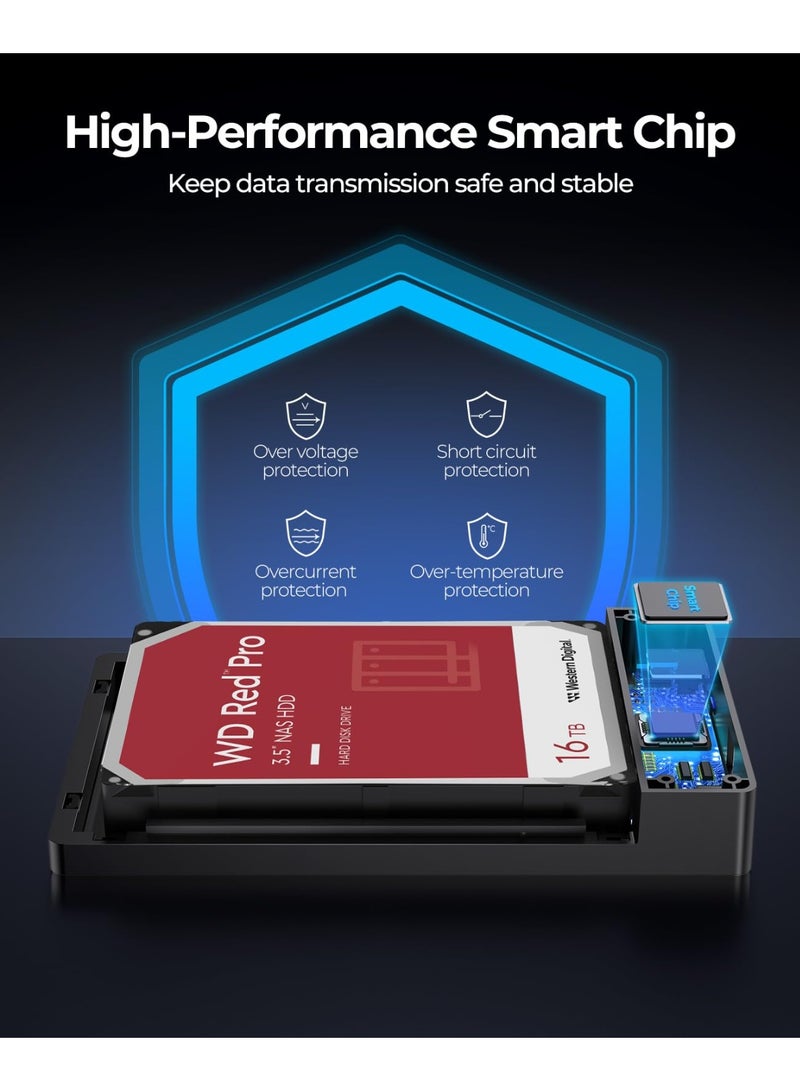 Orico ORICO USB 3.0 External Hard Drive Enclosure for 3.5/2.5 Inch SATA Hard Drives/SSD Up to 20 TB, 3.5'' Tool-Free HDD Enclosure with 12V/2A Power Supply and UASP Acceleration  - Image 2