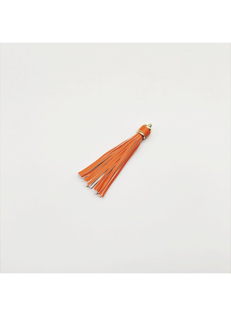 10CM Leopard Print Tassel Bag Pendant Silicone Bead Bracelet Keychain Orange 