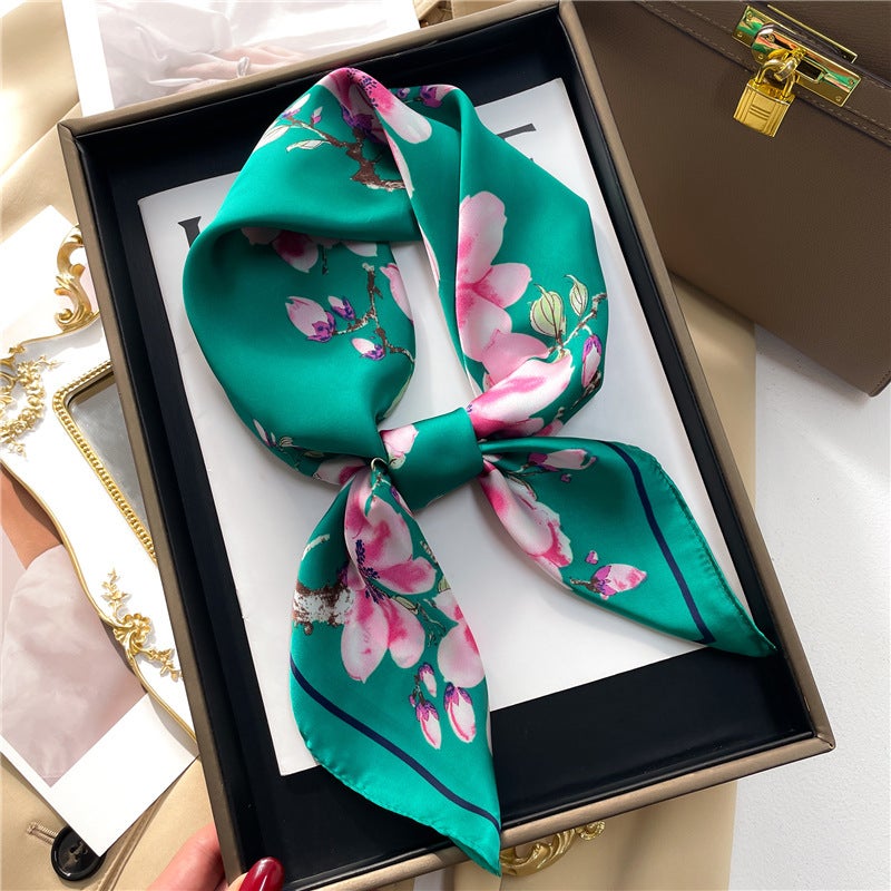 Factory wholesale scarves ladies scarf shawls 70cm Korean small square silk satin printed spring and summer sunscreen scarf  - Image 3