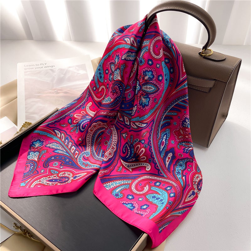 Factory wholesale scarves ladies scarf shawls 70cm Korean small square silk satin printed spring and summer sunscreen scarf  - Image 4