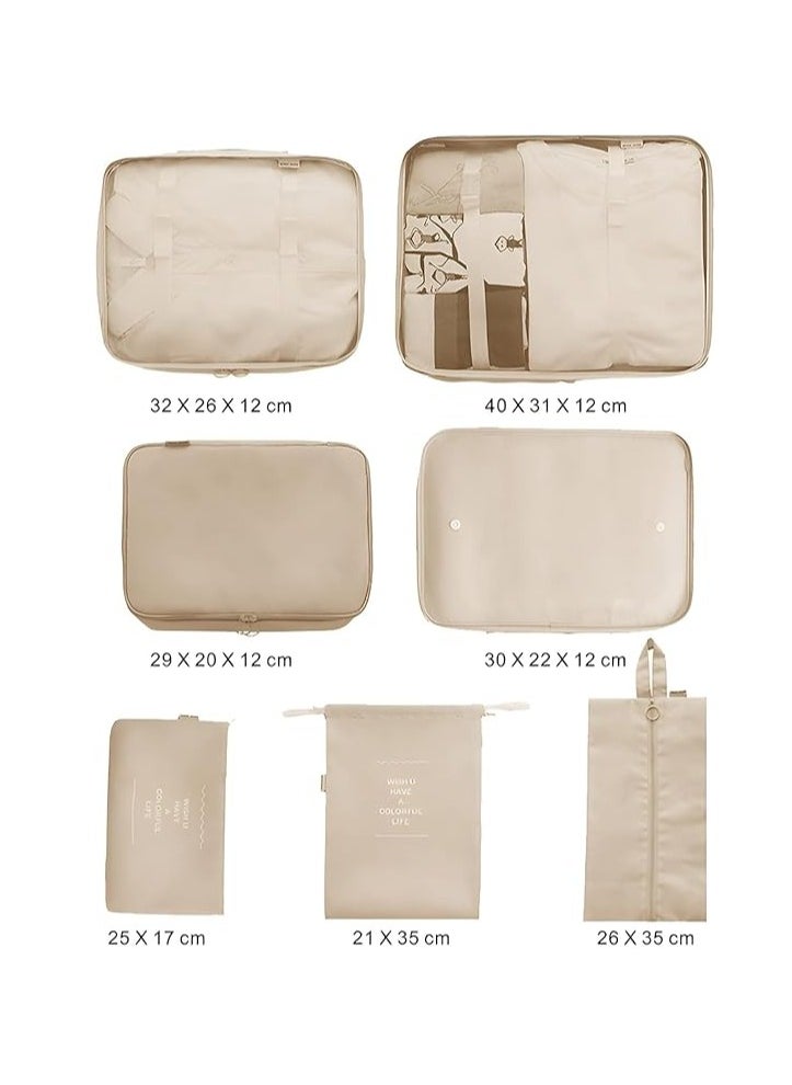 Travel Bag Organizer Set - 7 Pieces in Various Sizes for Organizing Clothes and Accessories - Stylish and Durable Design for Travel and On-the-Go