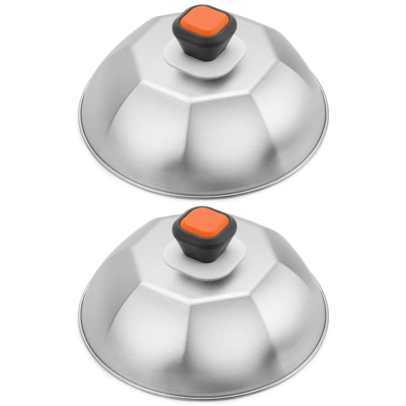 ZBXFCSH Stainless Steel 9" Griddle Melting Cheese Dome Wok Lids- Commercial Grade Basting and Steaming Cover- Best fit for Blackstone Flat Top Grills, 0.6mm Thickness-2 Domes - Image 1