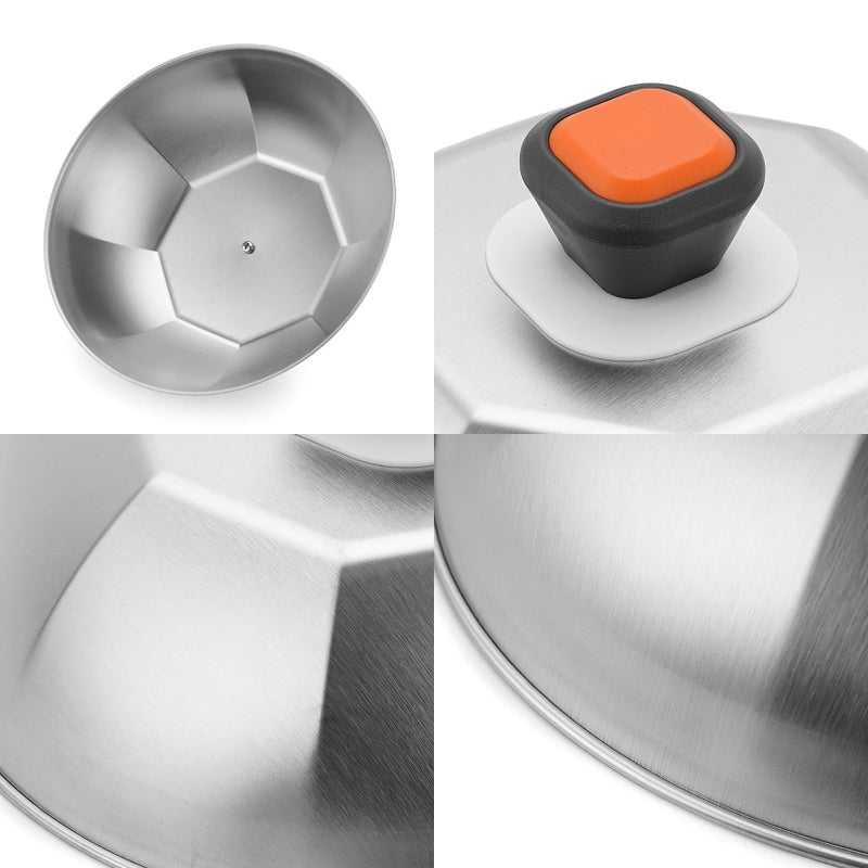 ZBXFCSH Stainless Steel 9" Griddle Melting Cheese Dome Wok Lids- Commercial Grade Basting and Steaming Cover- Best fit for Blackstone Flat Top Grills, 0.6mm Thickness-2 Domes - Image 3