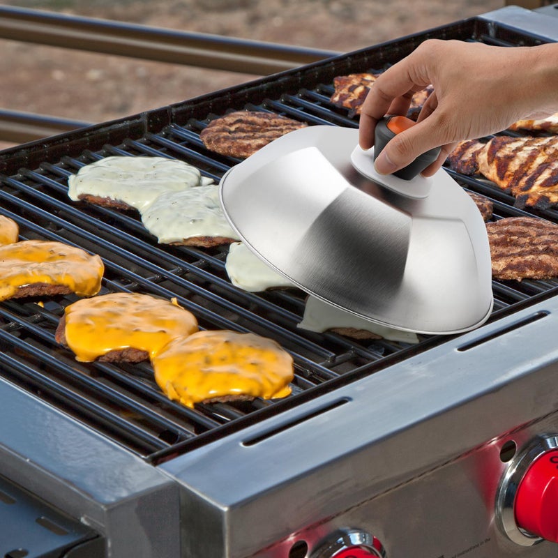 ZBXFCSH Stainless Steel 9" Griddle Melting Cheese Dome Wok Lids- Commercial Grade Basting and Steaming Cover- Best fit for Blackstone Flat Top Grills, 0.6mm Thickness-2 Domes - Image 4