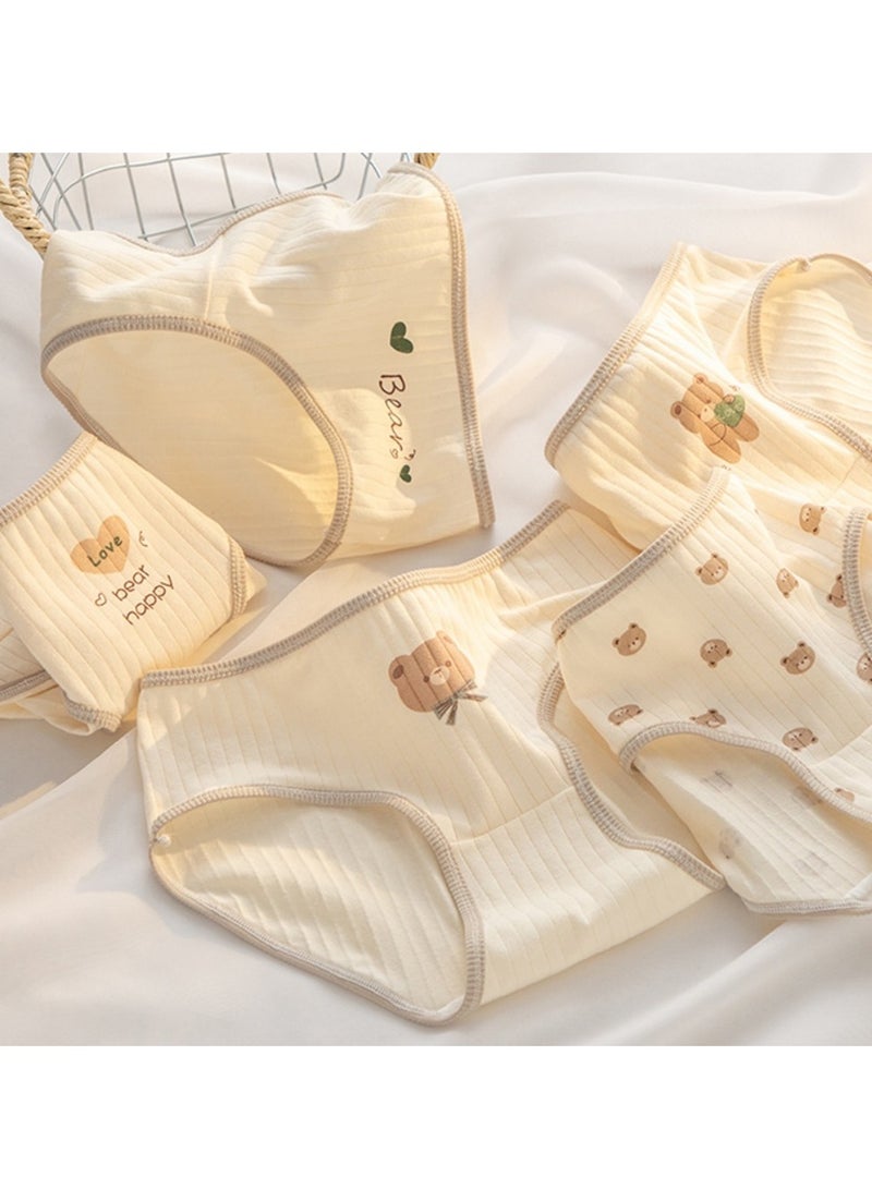 مجموعة من 5 ملابس داخلية قطنية أنيقة بخصر متوسط، ملابس داخلية مريحة وجيدة التهوية للفتيات - Image 2