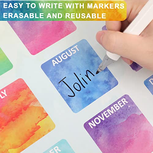 Wiooffen Happy Birthday Chart for Classroom, 2Pcs Birthday Poster Decoration 17’’ x 12’’Watercolor Birthday Calendar Cutouts for School Bulletin Board, Chalkboards, Wall Decor - Image 3